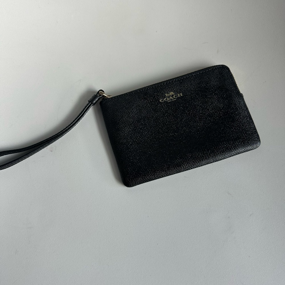 Coach Black Saffiano Leather Wristlet